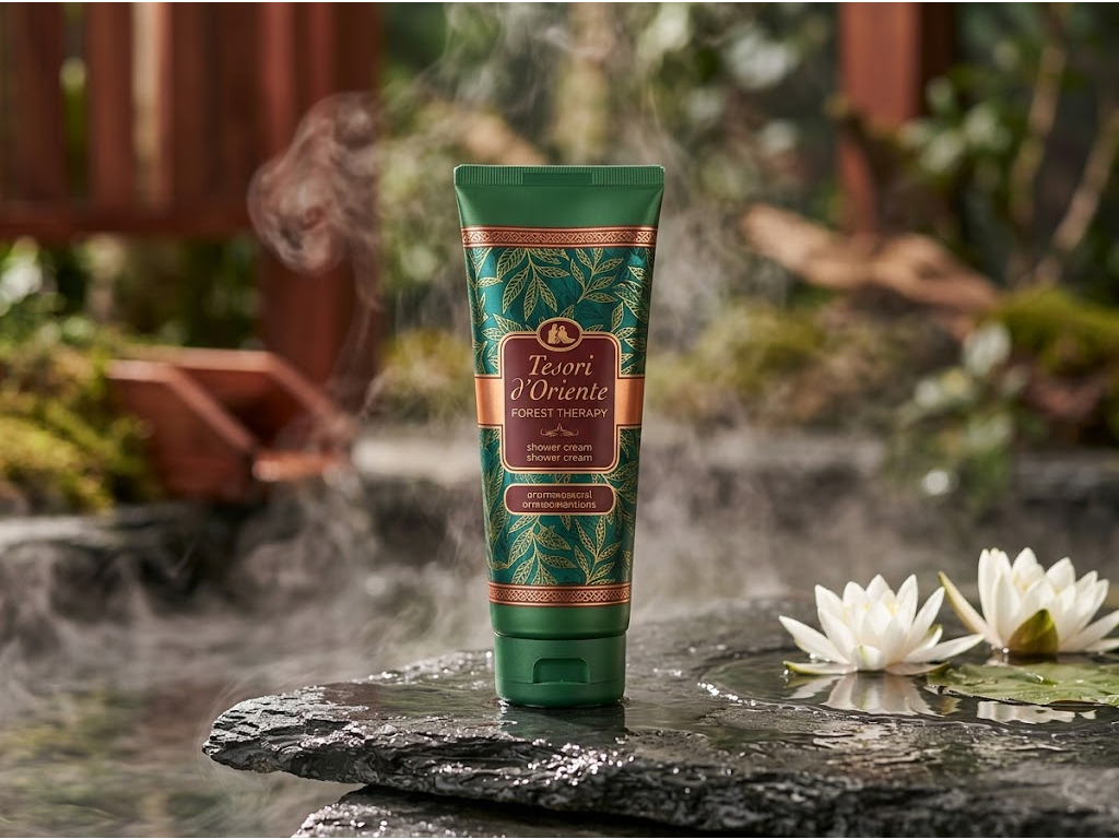 Tesori d'Oriente sprchový krém Forest Ritual 250 ml - přírodní lifestyle scena