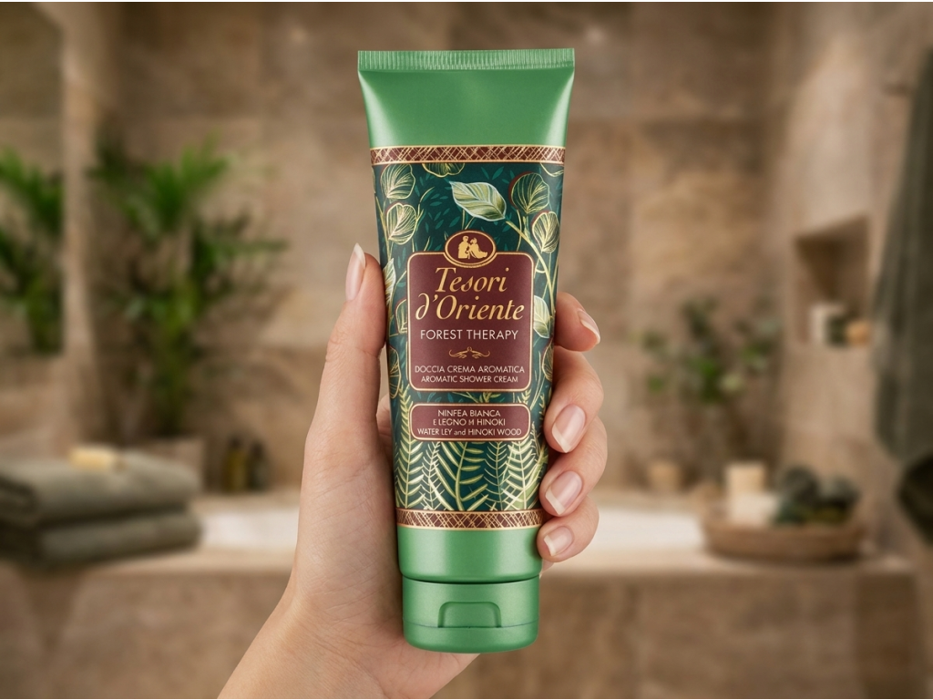 Tesori d'Oriente sprchový krém Forest Ritual 250 ml - produkt v ruce
