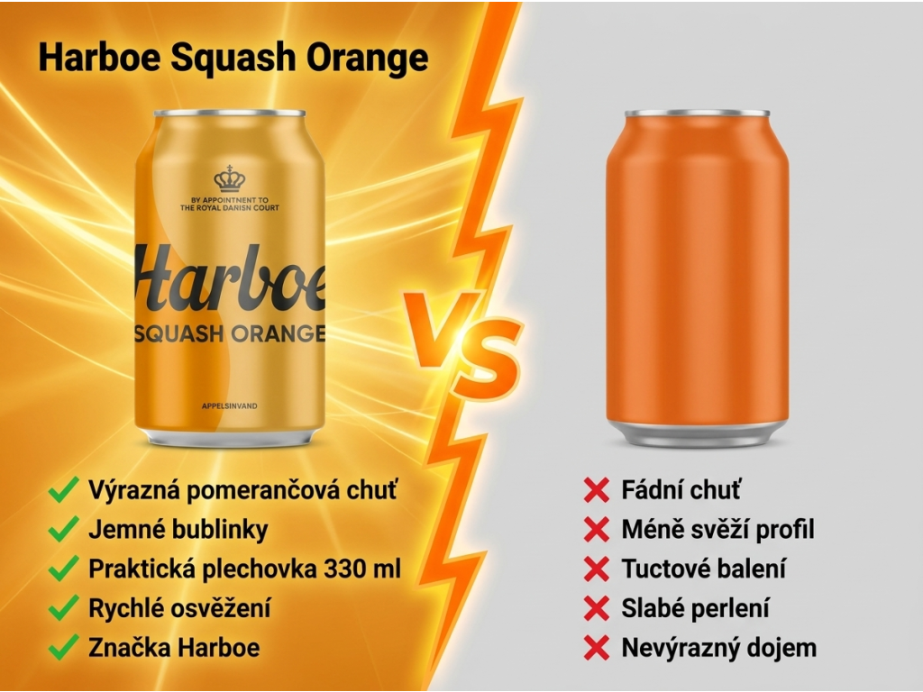Harboe Squash Orange 330 ml - srovnání s běžnou limonádou