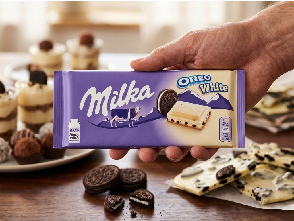 Milka Oreo White v ruce
