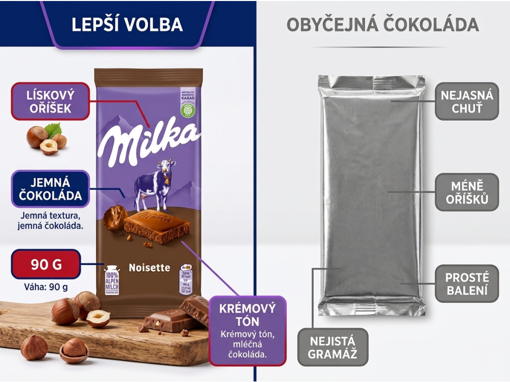 Srovnání Milka Noisette 90 g