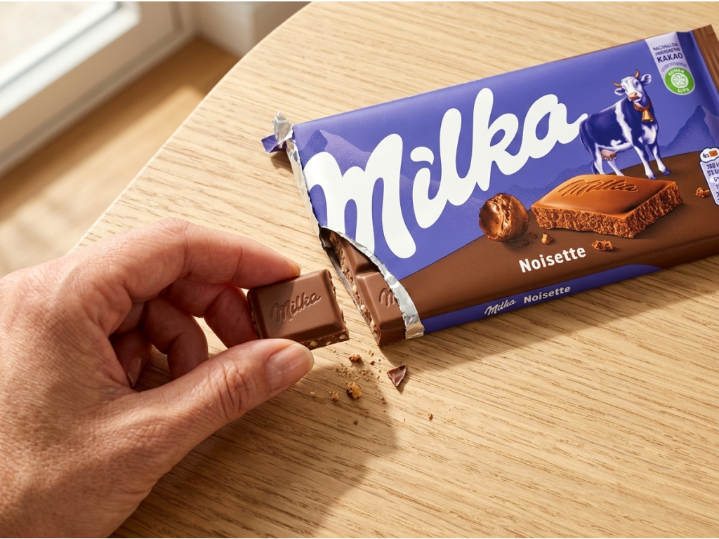Milka Noisette 90 g při ochutnání