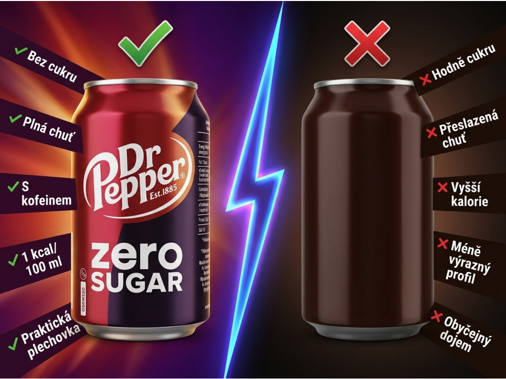 Dr Pepper Zero Sugar 330 ml - srovnání chuti