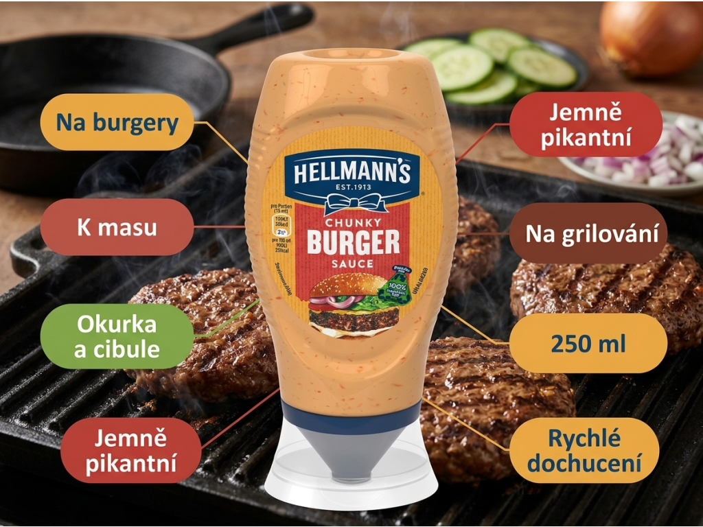 Hellmann's Chunky Burger omáčka - hlavní výhody