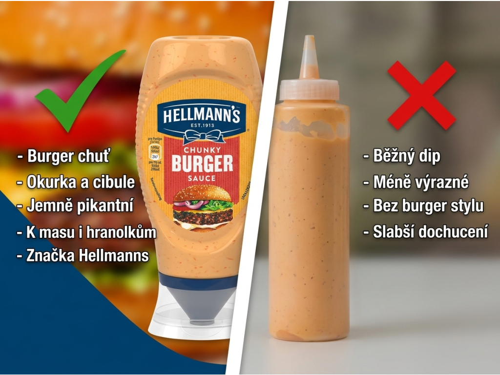Srovnání burger omáčky Hellmann's