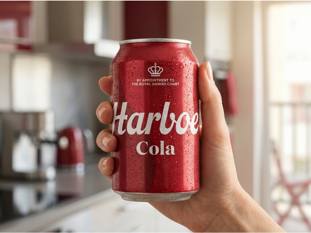 Harboe Cola 330 ml - plechovka v ruce