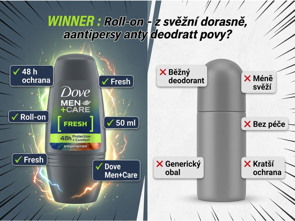 Srovnání roll-on deodorantu Dove Men+Care