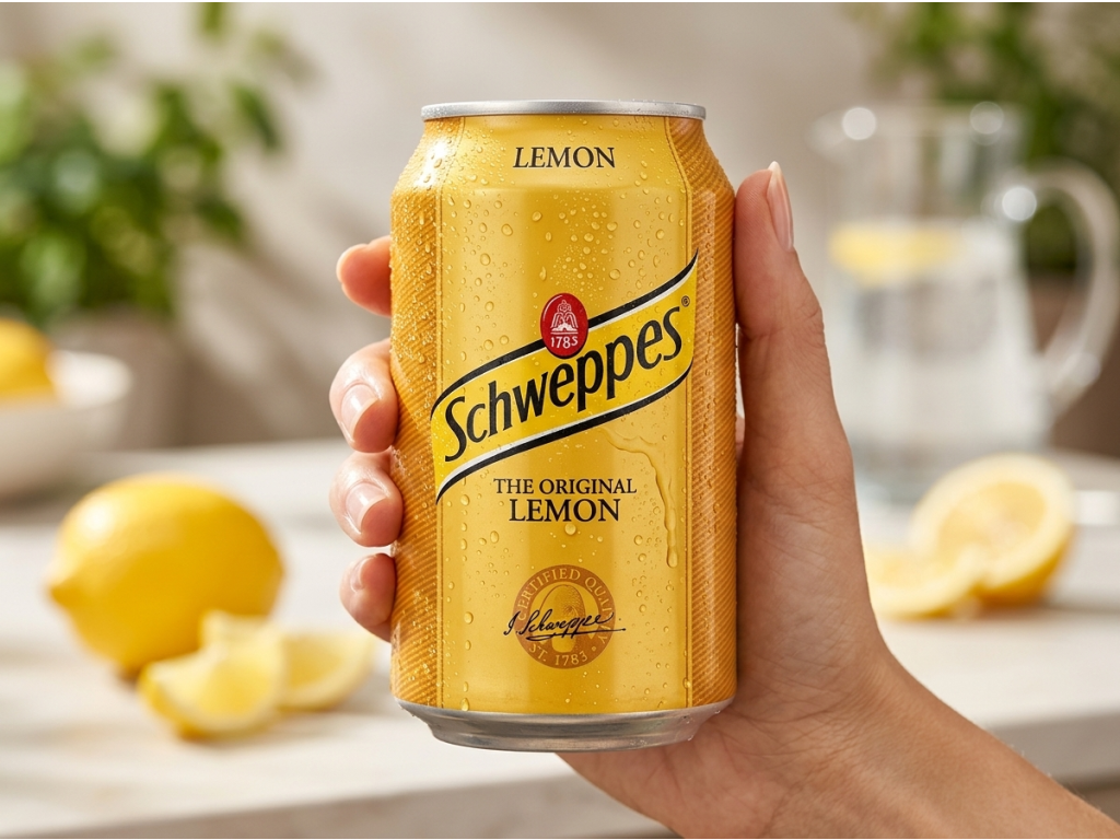 Schweppes The Original Lemon detail plechovky
