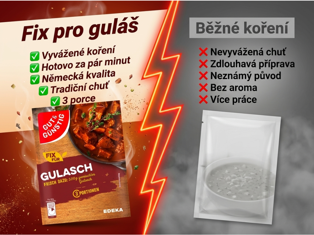 G&G Fix pro guláš 40 g - srovnání s běžným kořením