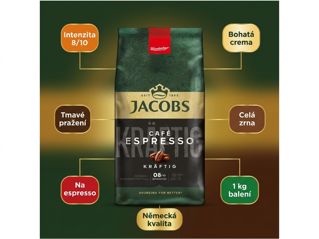 Jacobs Espresso 1 kg - hlavní výhody