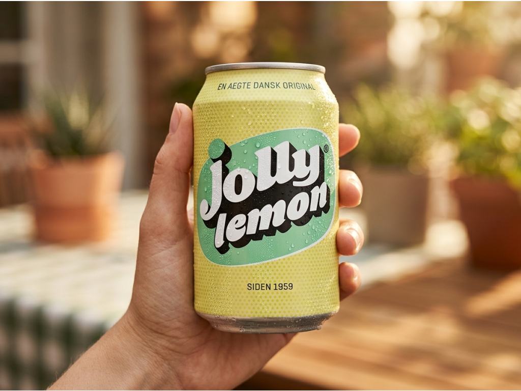 Jolly Lemon limonáda 330 ml držená v ruce