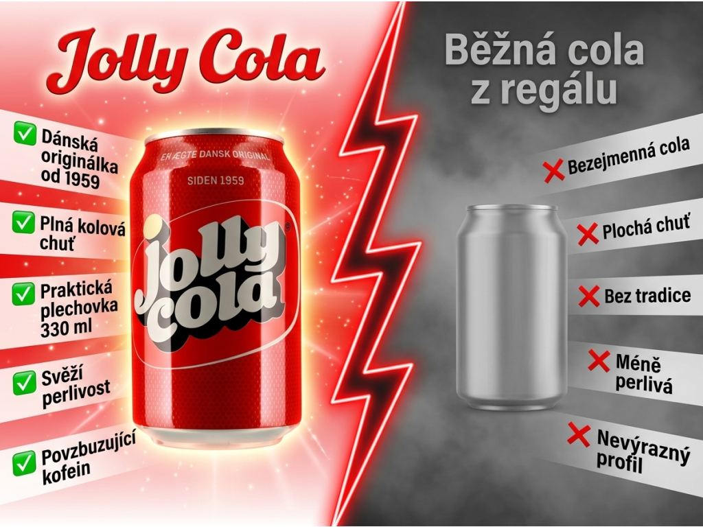 Jolly Cola 330 ml - srovnání s běžnou colou