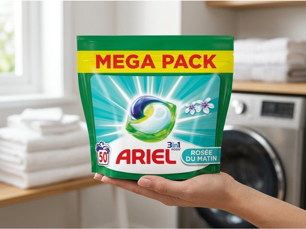 Ariel gelové kapsle 3v1 Ranní rosa universal držené v ruce