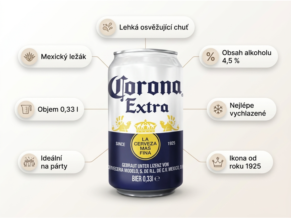 Corona Extra 4,5% 330 ml - infografika s výhodami