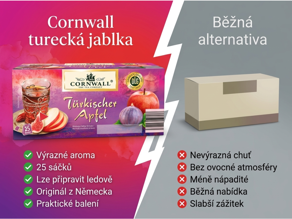 Cornwall Exotický čaj s příchutí tureckých jablek 25 sáčků - srovnání