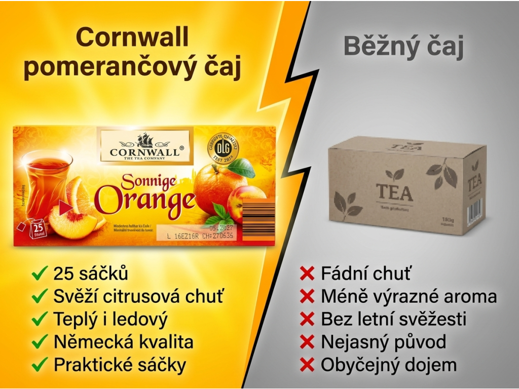 Cornwall Exotický čaj s příchutí slunných pomerančů - srovnání