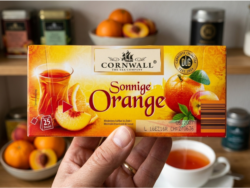 Cornwall Exotický čaj s příchutí slunných pomerančů v ruce
