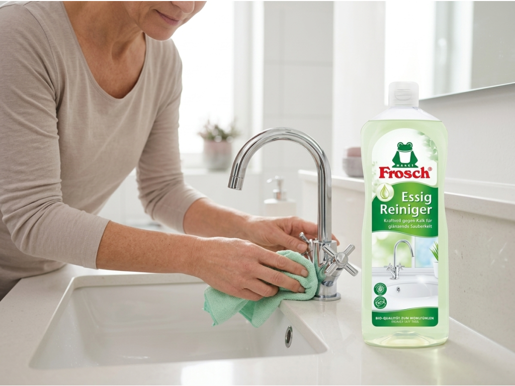 Frosch Octový čistič 1000 ml při čištění koupelny