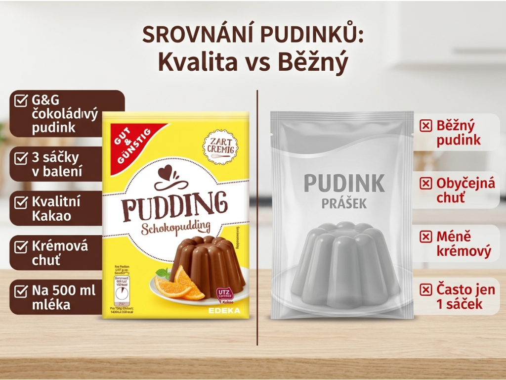 Srovnání G&G čokoládového pudinku