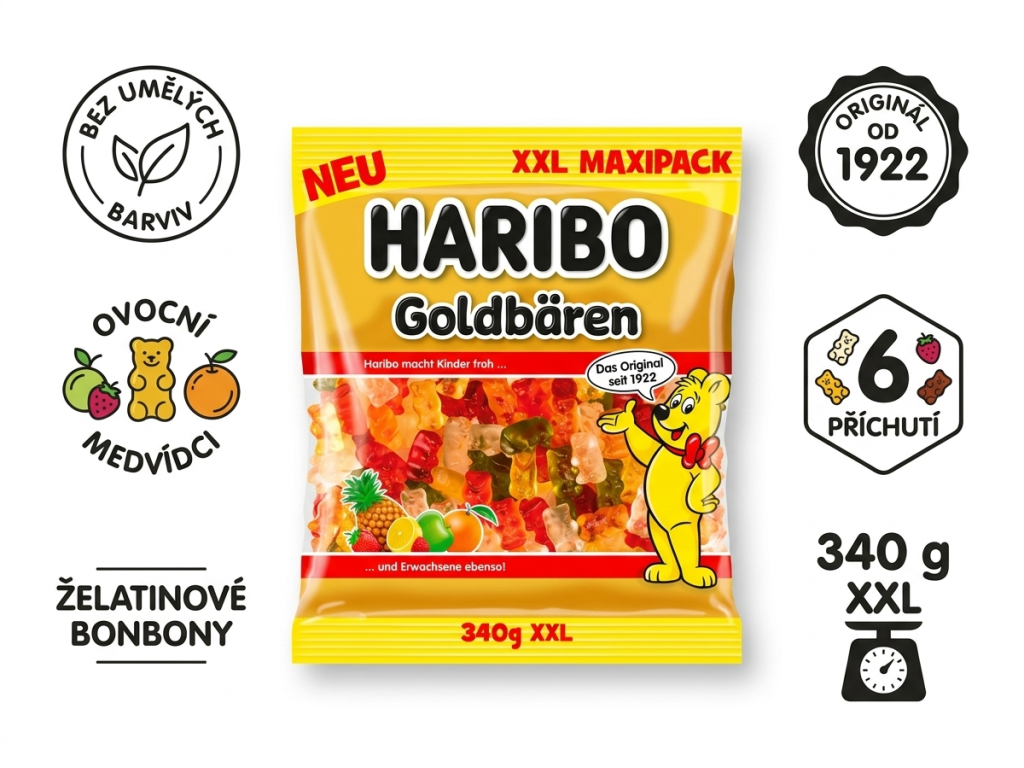 Haribo Goldbären 340 g - hlavní výhody