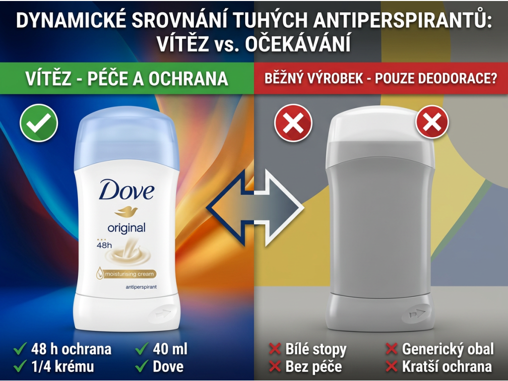 Srovnání antiperspirantu Dove stick