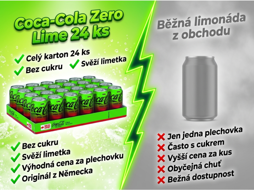 Coca-Cola Zero Lime 24x0,33 l výhodné balení - srovnání kvality