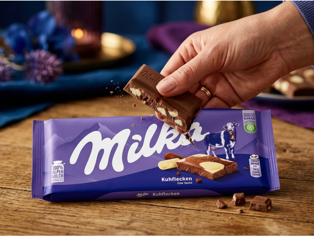 Milka Kuhflecken při ochutnání