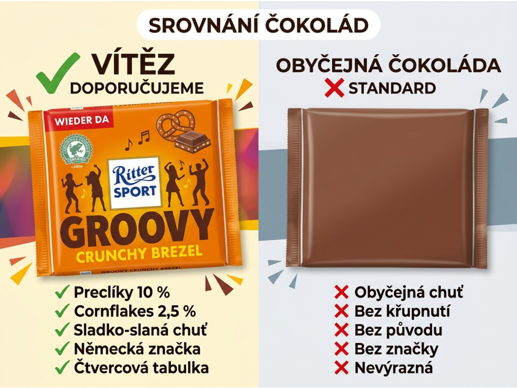 Srovnání čokolády Ritter Sport Groovy