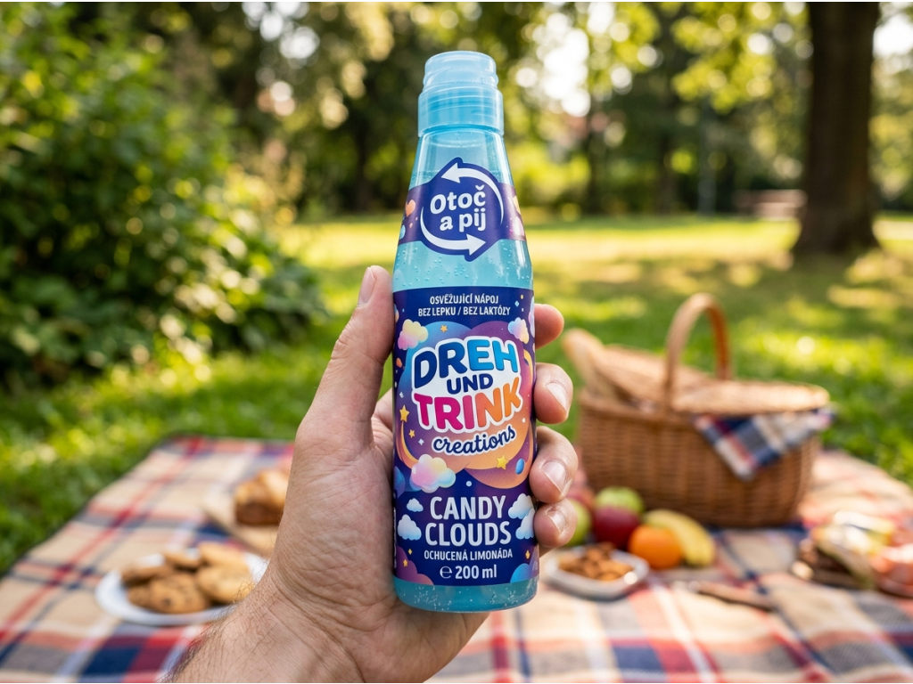Otoč a pij Candy Clouds v ruce