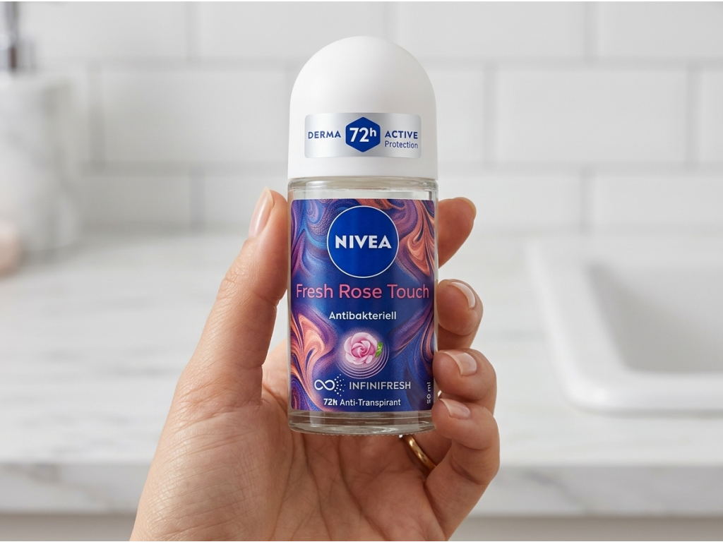 Nivea Fresh Rose Touch roll-on v ruce