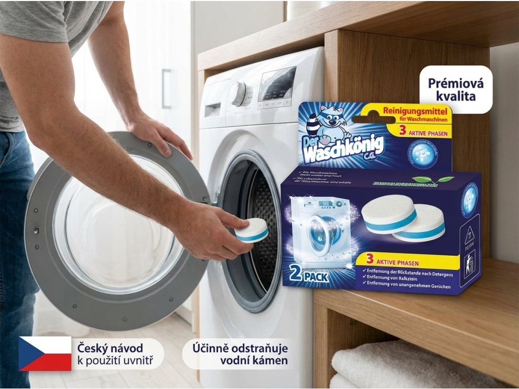 Waschkönig čistič praček v tabletách 2 ks - použití v praxi