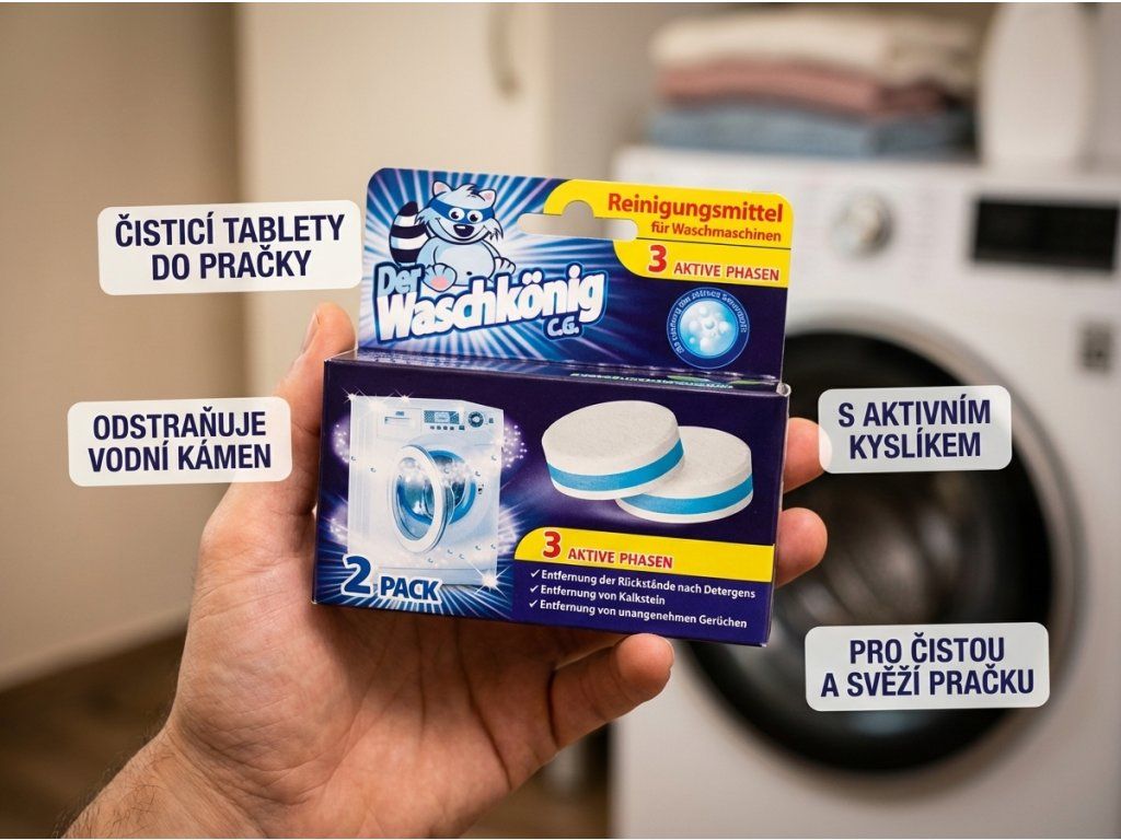Waschkönig čistič praček v tabletách 2 ks - balení v ruce