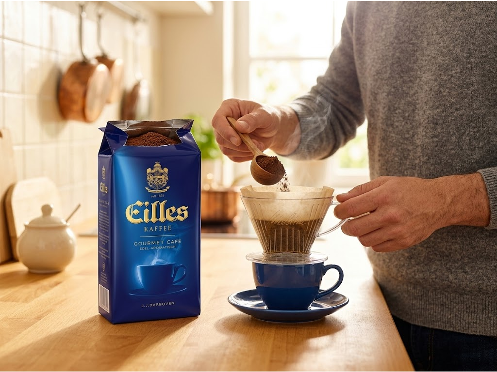 Eilles Gourmet Café mletá káva při přípravě