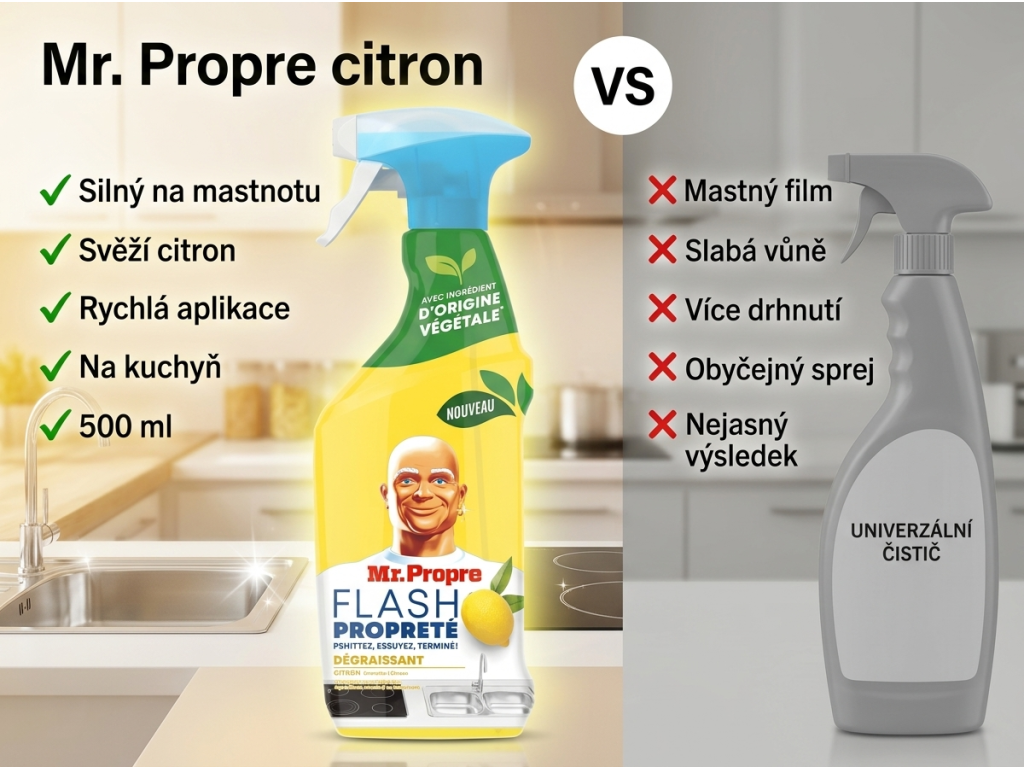 Mr. Proper odmašťovací čisticí sprej Flash Propreté Citron 500 ml - srovnání