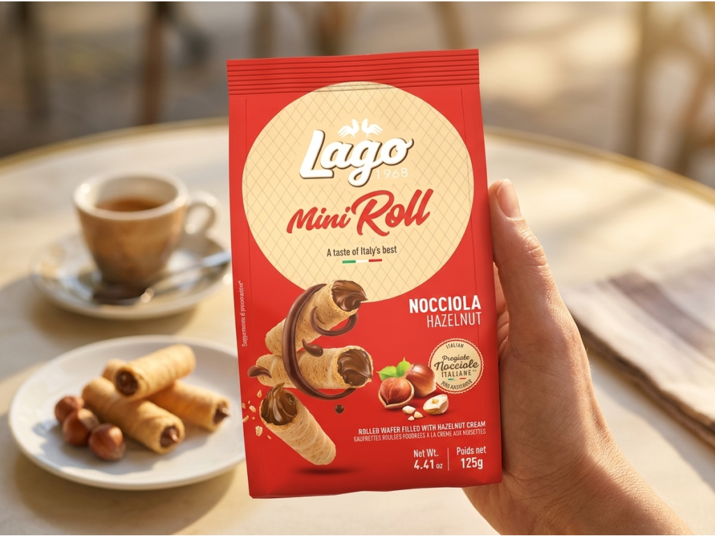 Balení Gastone Lago Mini Roll držené v ruce