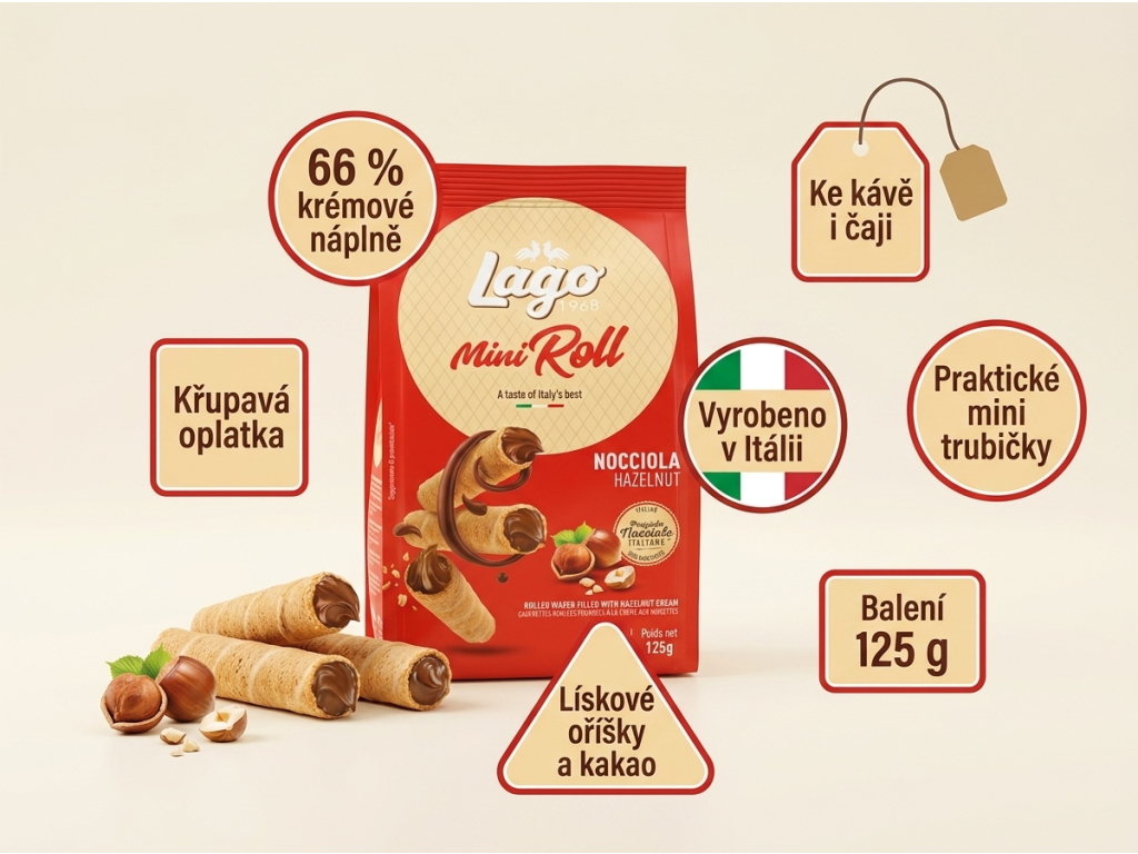 Gastone Lago Mini Roll – hlavní vlastnosti oplatkových trubiček