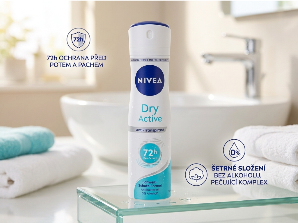 Nivea Dry Active v koupelně