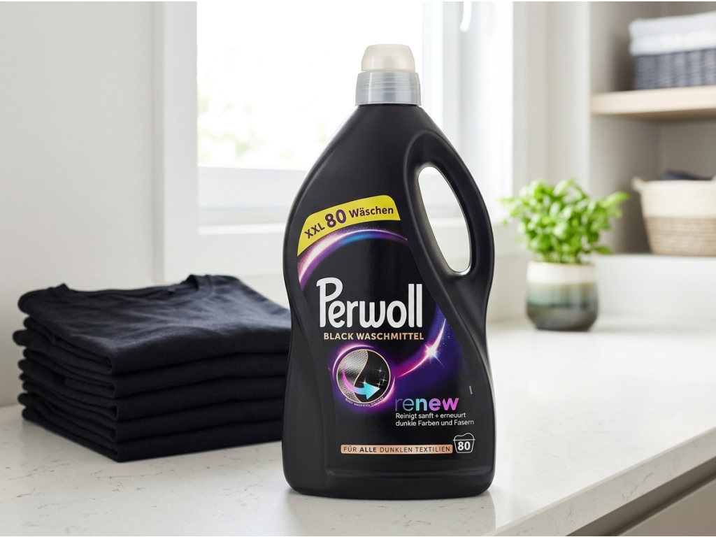 Perwoll Renew Black v moderní prádelně s tmavým prádlem
