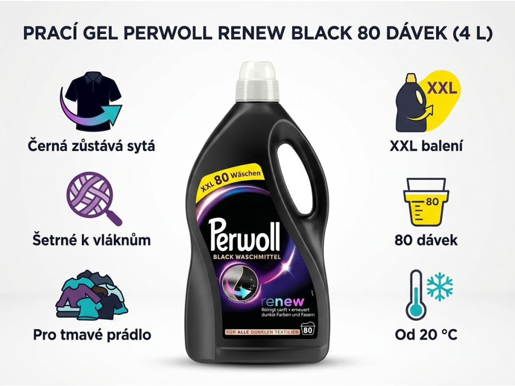 Perwoll Renew Black - výhody pracího gelu na černé prádlo