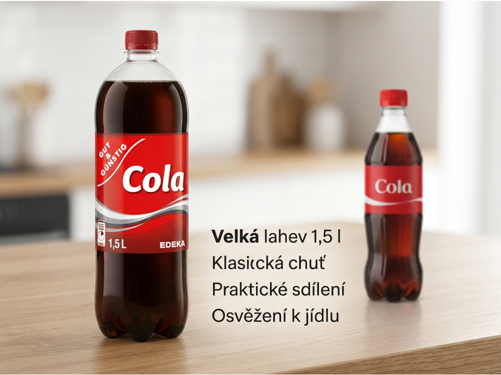 Srovnání G&G Cola 1,5 l s běžnou colou