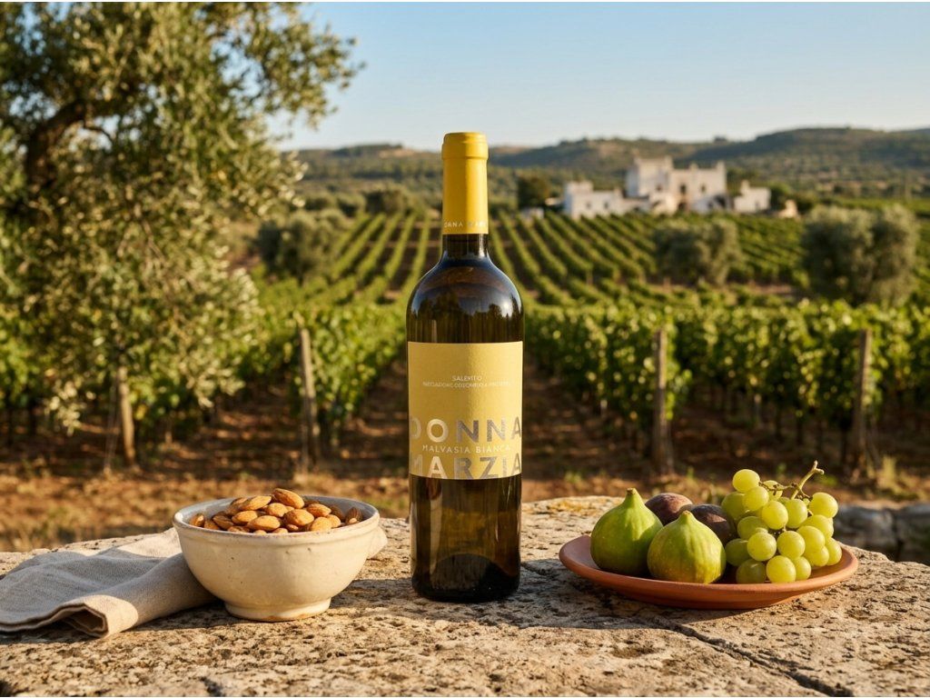 Donna Marzia Malvasia bílé víno IGP Salento — vinice Puglia