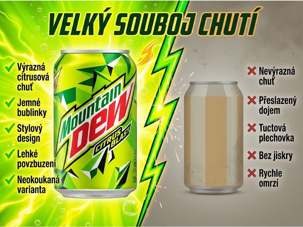 Mountain Dew Citrus Blast - srovnání s běžnou limonádou