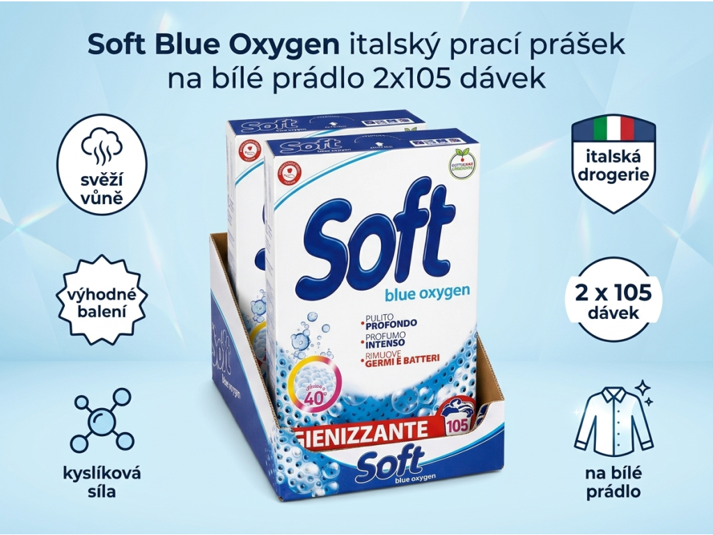Soft Blue Oxygen 2x105 dávek - infografika benefitů