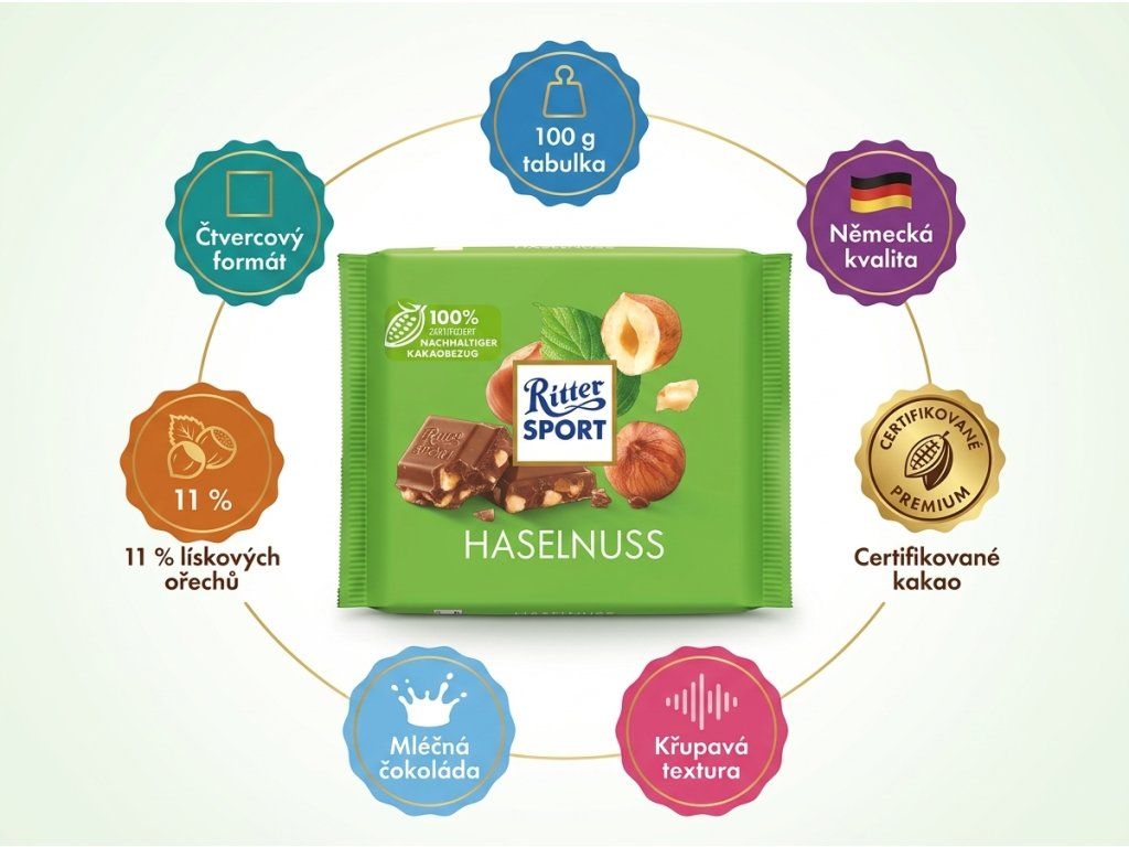 Ritter Sport Haselnuss - hlavní výhody
