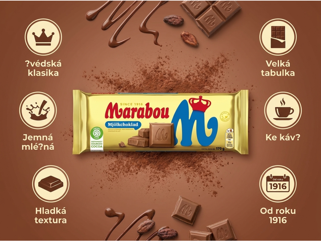 Marabou mléčná čokoláda 170 g - hlavní výhody