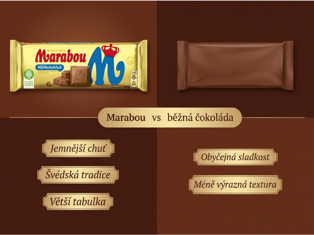 Marabou mléčná čokoláda 170 g - srovnání s běžnou čokoládou