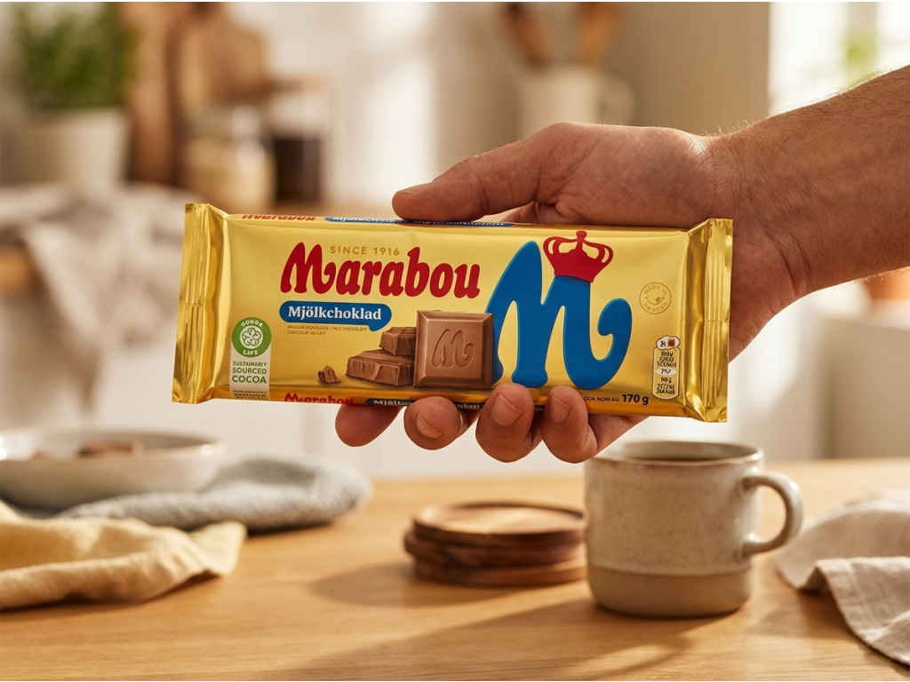 Marabou mléčná čokoláda 170 g - tabulka v ruce