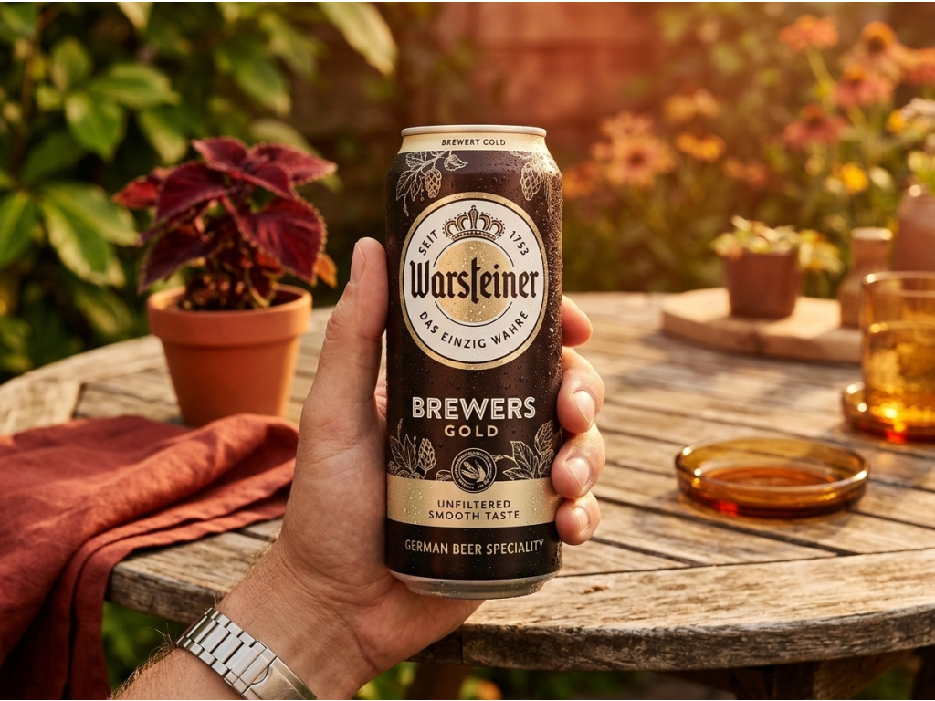 Warsteiner Brewers Gold v ruce