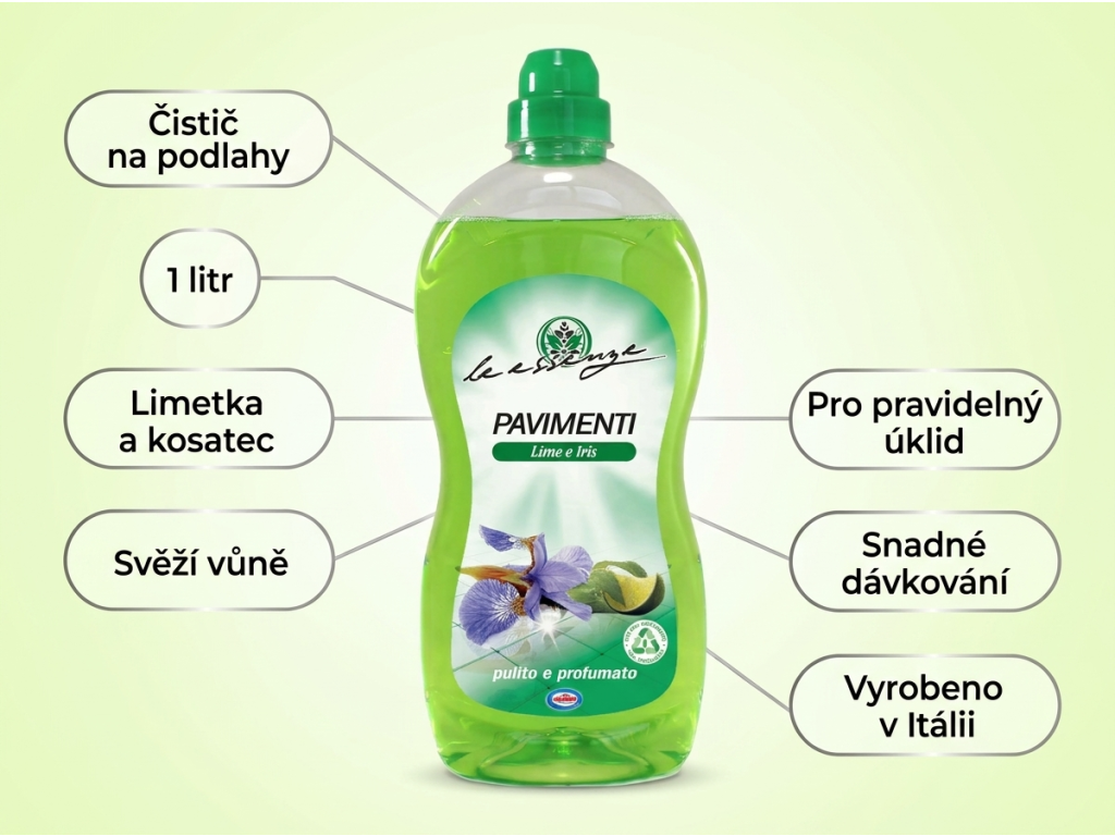 Dilly Le Essenze čistič na podlahy Lime e Iris 1 l – hlavní výhody