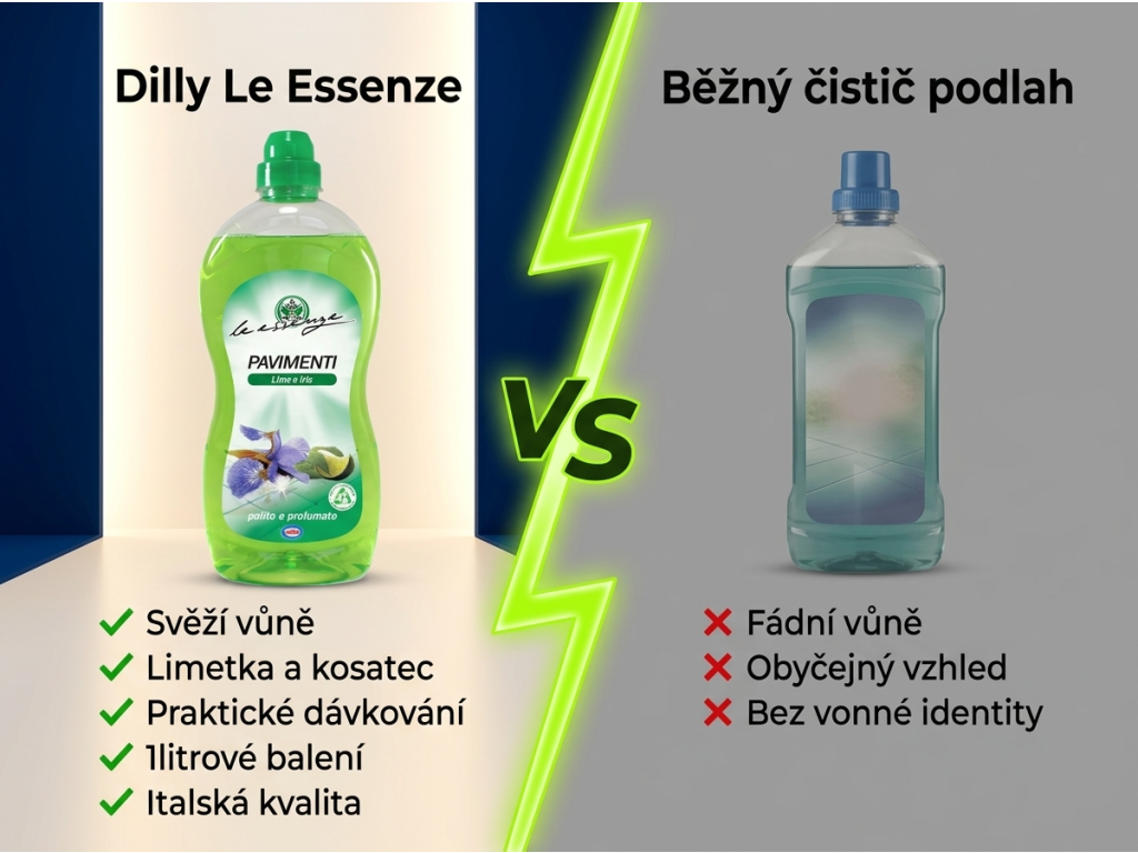Dilly Le Essenze čistič na podlahy Lime e Iris 1 l – srovnání čističů podlah